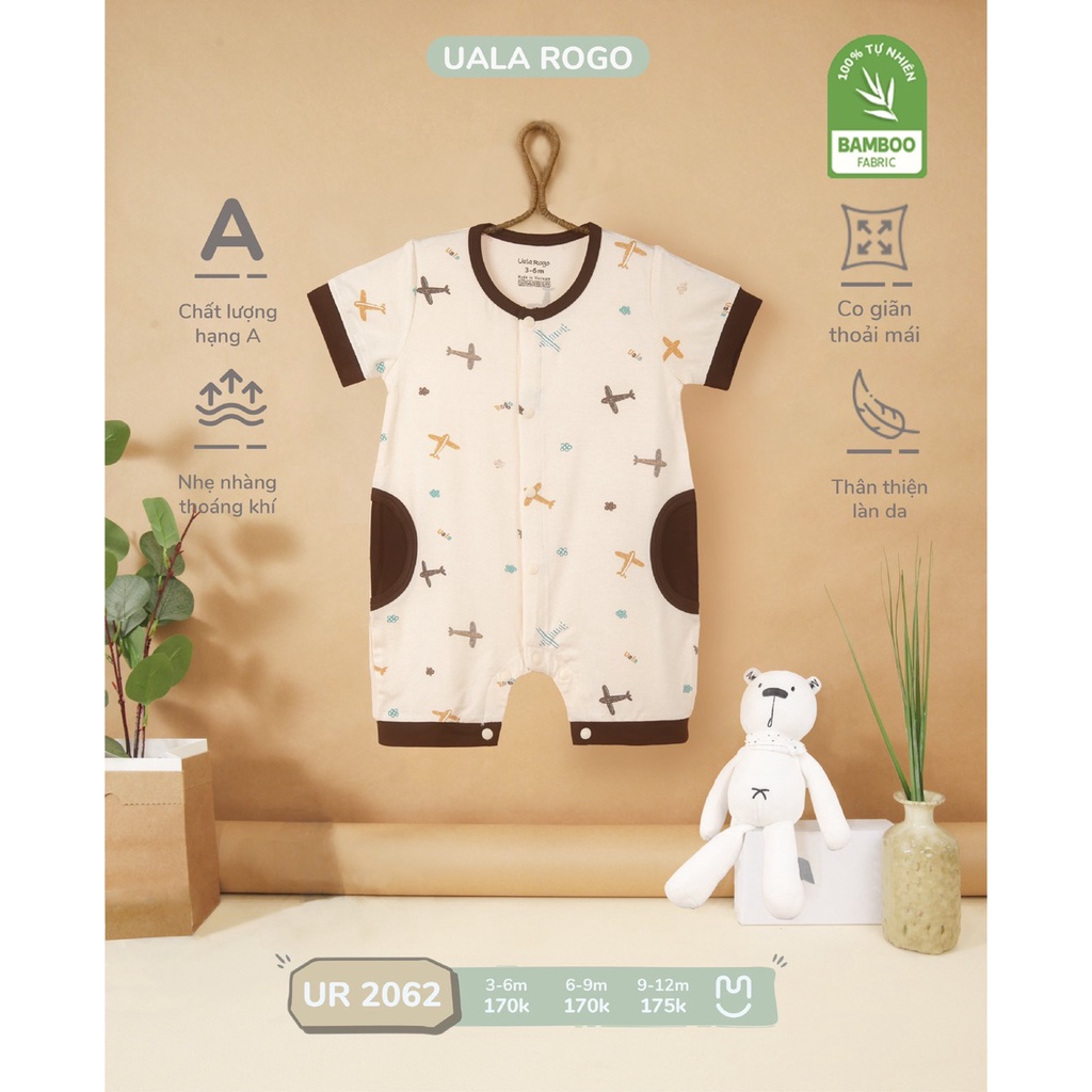 [CHÍNH HÃNG] Body cộc tay cài giữa sợi tre họa tiết trẻ em Uala Rogo