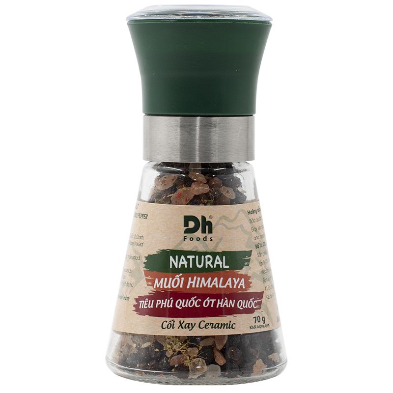 Muối Himalaya Tiêu Phú Quốc/Hạt Cần Tây Lá Mùi Tây/Ớt Hàn Quốc Natural DH Foods Nắp Cối Xay Ceramic 70G