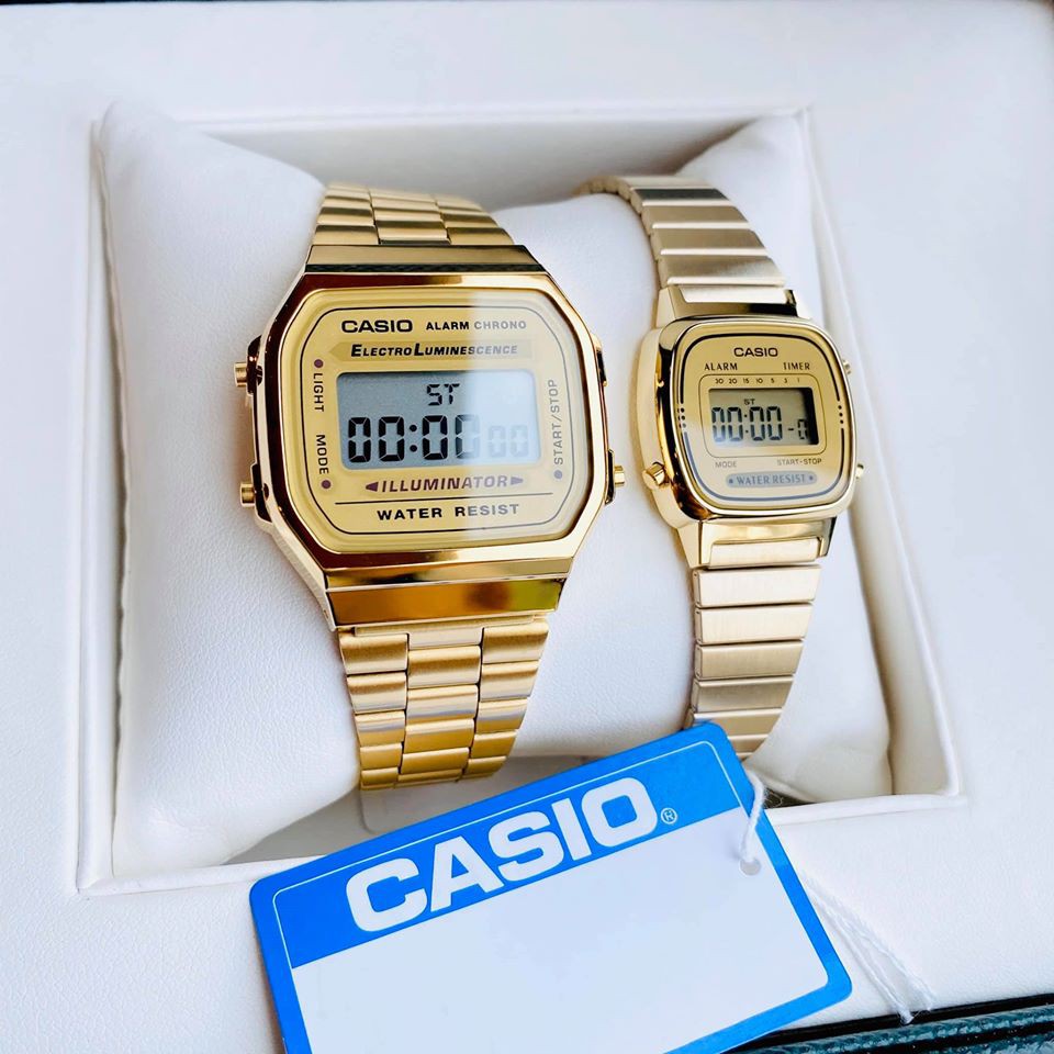 Đồng hồ đôi nam nữ Casio A58 và LA670 Gold - Hàng chính hãng - Fullbox Tem - BH 1 Năm