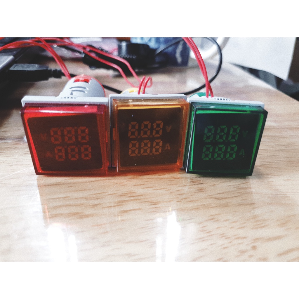 Đèn báo volt  và ampe  màn hình led đỏ, vàng, xanh