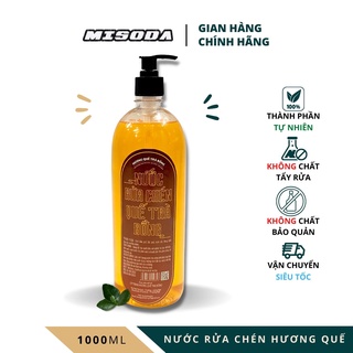 Nước rửa chén bát Hương Quế Trà Bồng 1000ml, thành phần tự nhiên, an toàn cho da và sức khỏe, đánh bật dầu mỡ