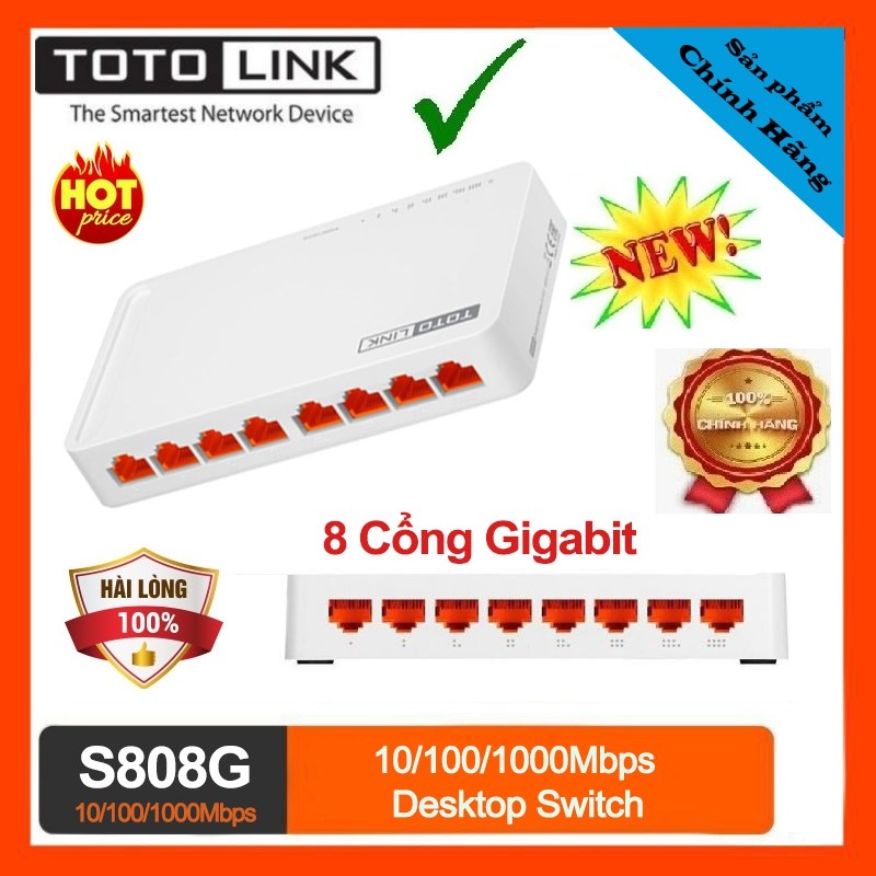 Cổng Chia Mạng Totolink 8 Port S808G Tốc độ Gigabit