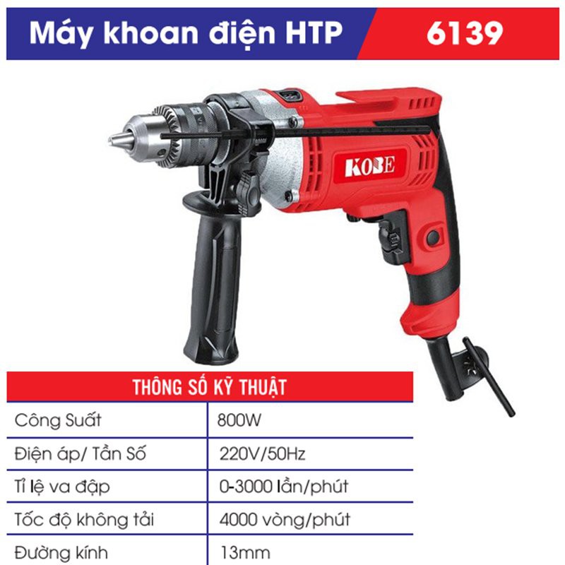 MÁY KHOAN ĐIỆN TỬ CẦM TAY KOBE HTP 6139 - Hàng Chính Hãng 100%