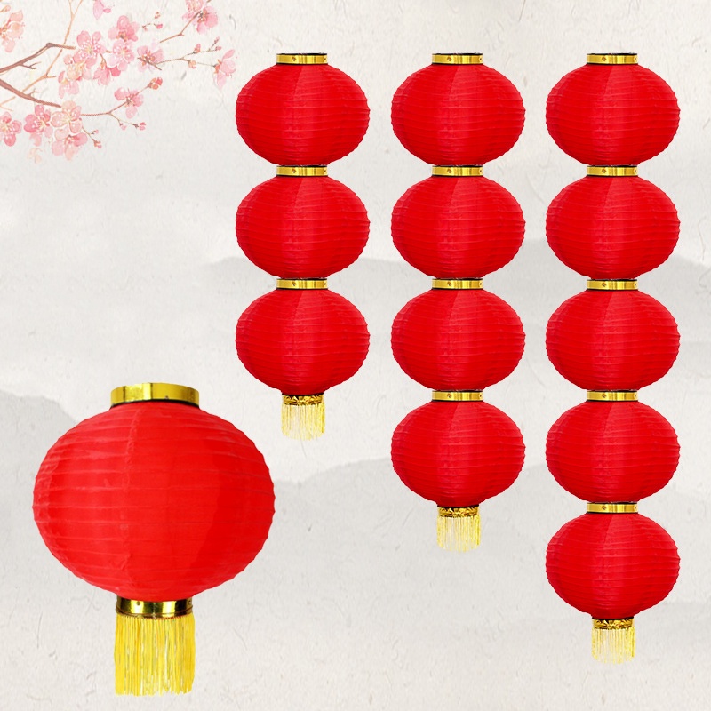 Lồng đèn giấy hình tròn 3 kích thước phong cách Trung Quốc