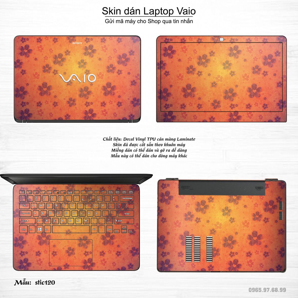 Skin dán Laptop Sony Vaio in hình Hoa văn sticker nhiều mẫu 20 (inbox mã máy cho Shop)