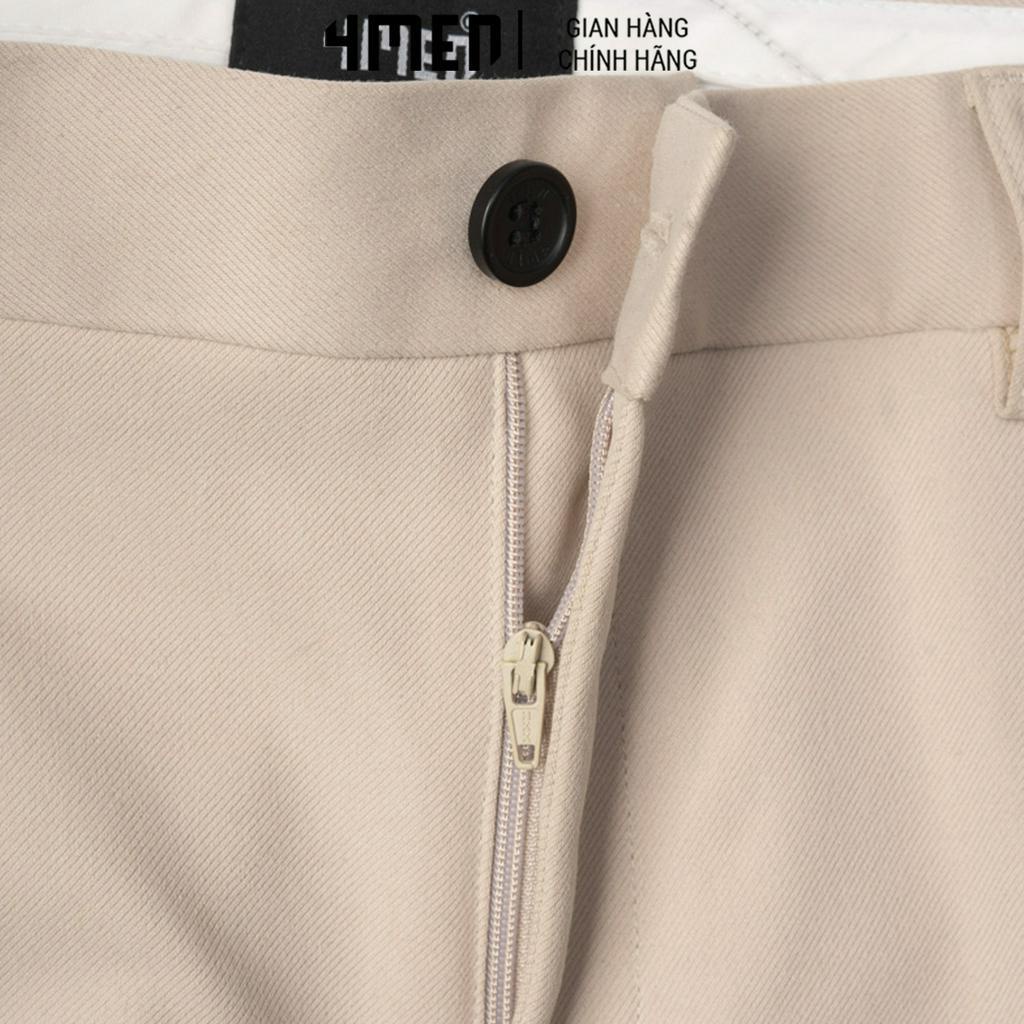 Quần Tây Nam Xếp Li Thêu Form Slim-Cropped 4MEN QT055 tôn dáng, vải mềm mịn, co giãn thoải mái, hạn chế nhắn, trẻ trung