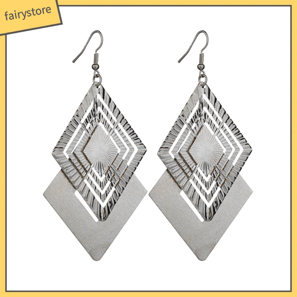 Bông Tai Dáng Dài Thiết Kế Hình Thoi   Lớp Thời Trang