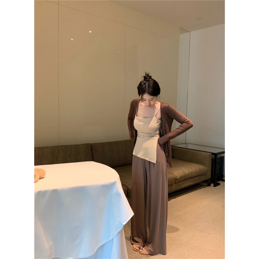 Cocory vn Áo Croptop Hai Dây Màu Trơn Dáng Ôm Thời Trang Mùa Hè Quyến Rũ Cho Nữ