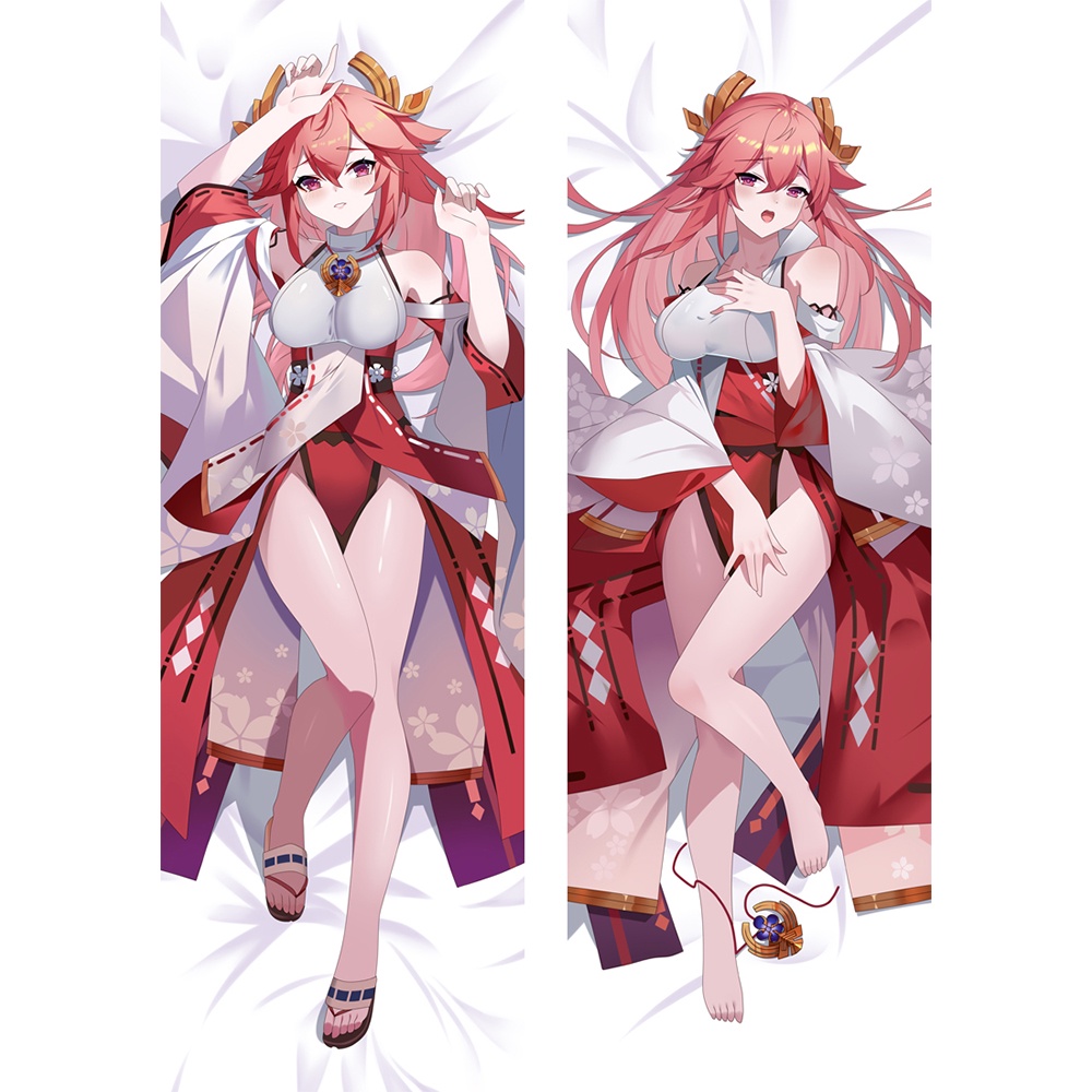 Vỏ Gối In Hình Hoạt Hình Chơi Game Genshin Impact Guuji Yae Miko 60x180cm