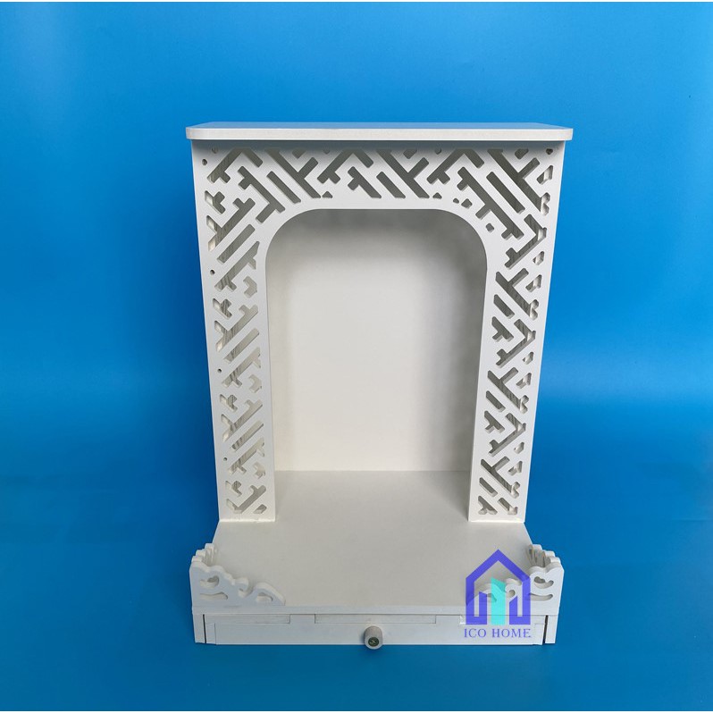 Bàn thờ ông địa thần tài màu trắng đẹp đón lộc vào nhà có hộc kéo - ICO HOME