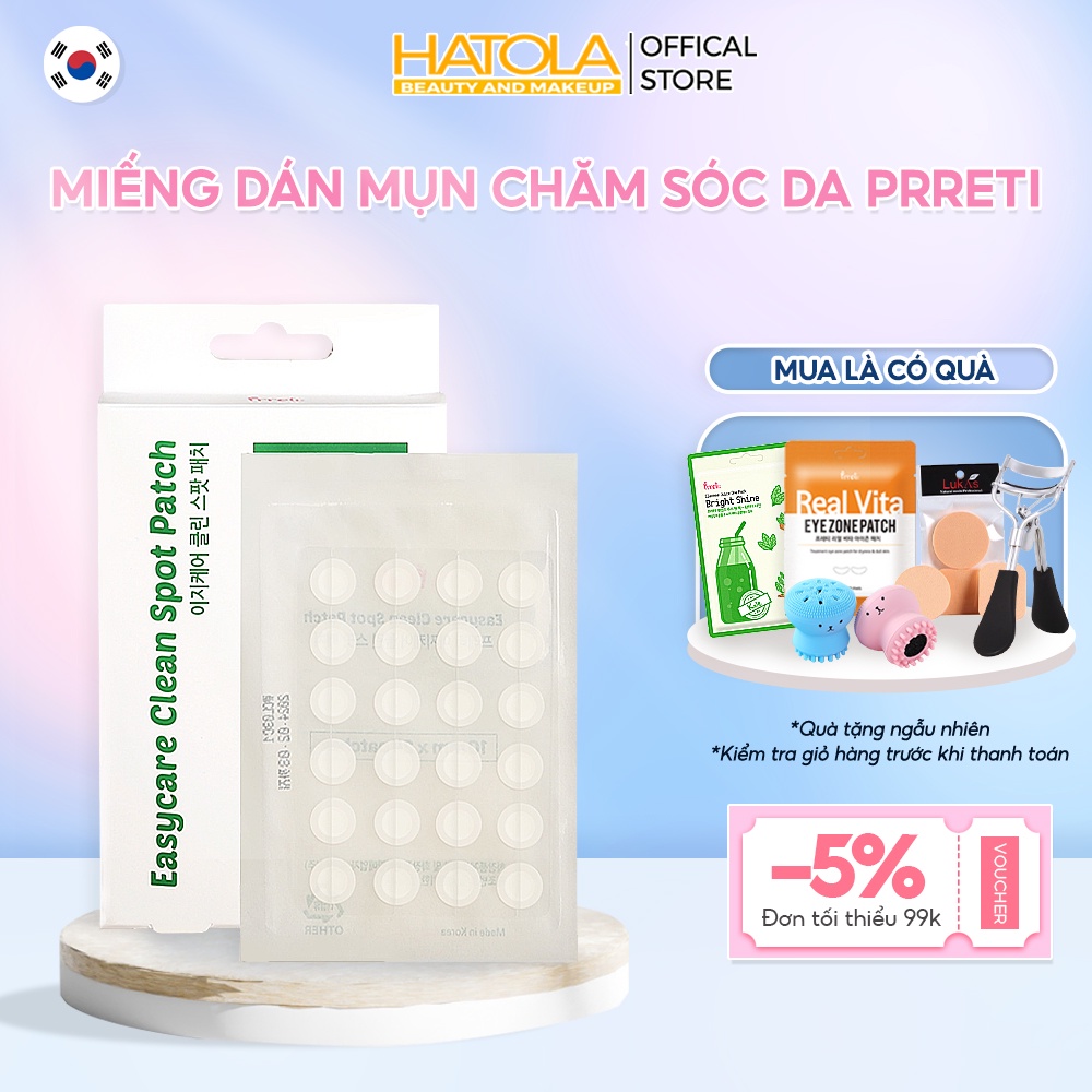 Miếng dán mụn Hàn Quốc Prreti mỏng nhẹ giảm sưng mụn tái tạo da tự nhiên tiện dụng 88 miếng Hatola