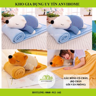 Bộ chăn gối văn phòng hình Gấu bắc cực, Hà Mã, Chuột hamster, Heo (lợn), Gấu bông có chăn, Gối văn phòng  Anvihome
