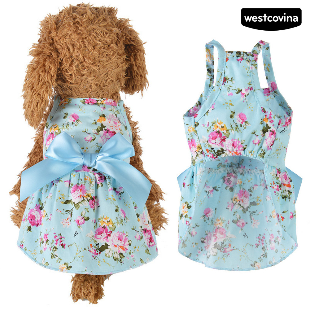 Đầm Cotton In Hoa Thời Trang Xuân Hè Cho Thú Cưng