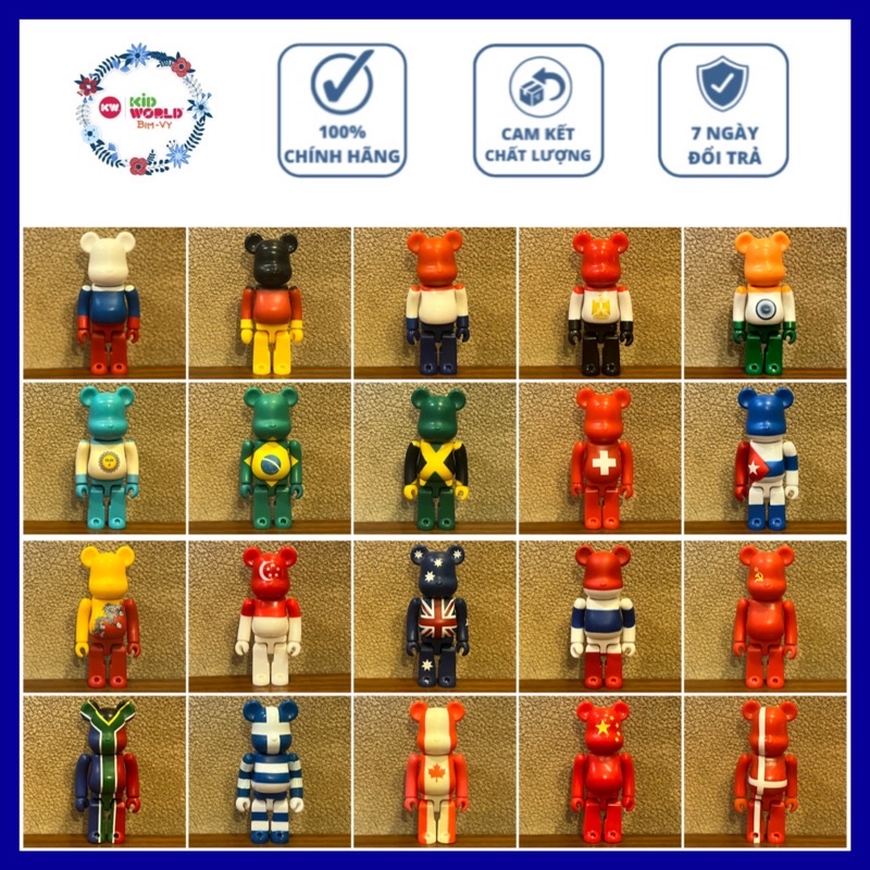 Chú gấu "bụng phệ" Bearbrick Flag 100%, không có card. MS: 03.