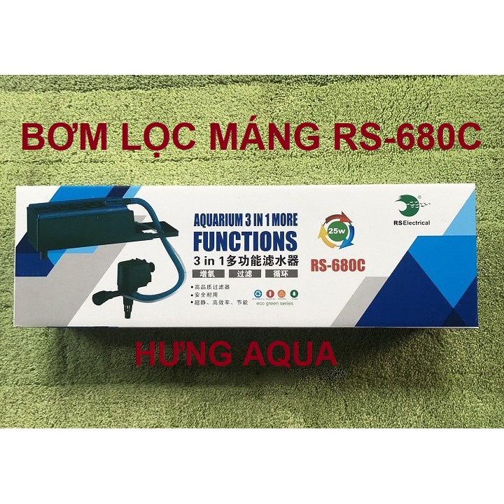 Máy lọc nước bể cá - bơm lọc nước bể cá tiết kiệm điện, lọc máng RS-801/680C cho bể 60-80cm kết hợp sủi oxy (bán chạy)