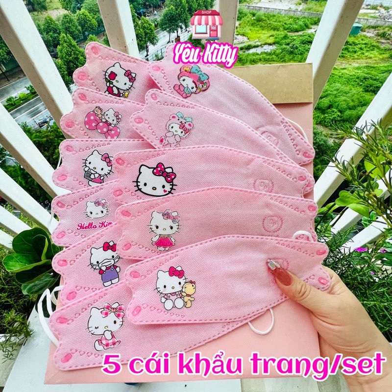 SET 5 KHẨU TRANG NGƯỜI LỚN KF94 HELLO KITTY