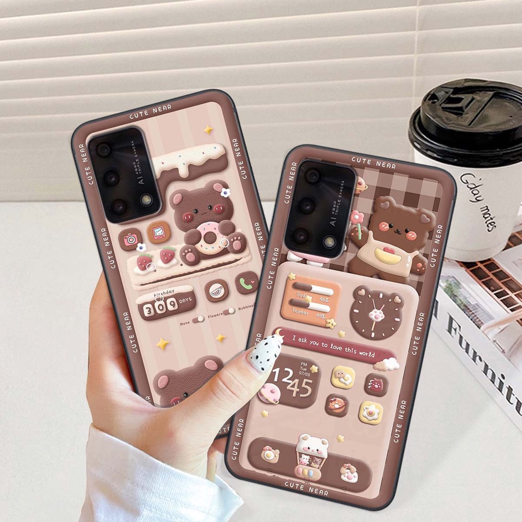 Ốp lưng Oppo A74 / A94 / A95 in hình gấu cute,bò sữa 3D cute dễ thương bảo vệ điện thoại.