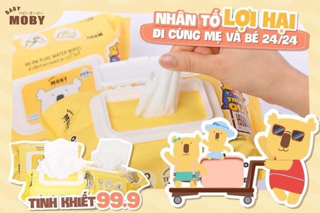 Khăn Ướt MOBY Tinh Khiết Chính Hãng
