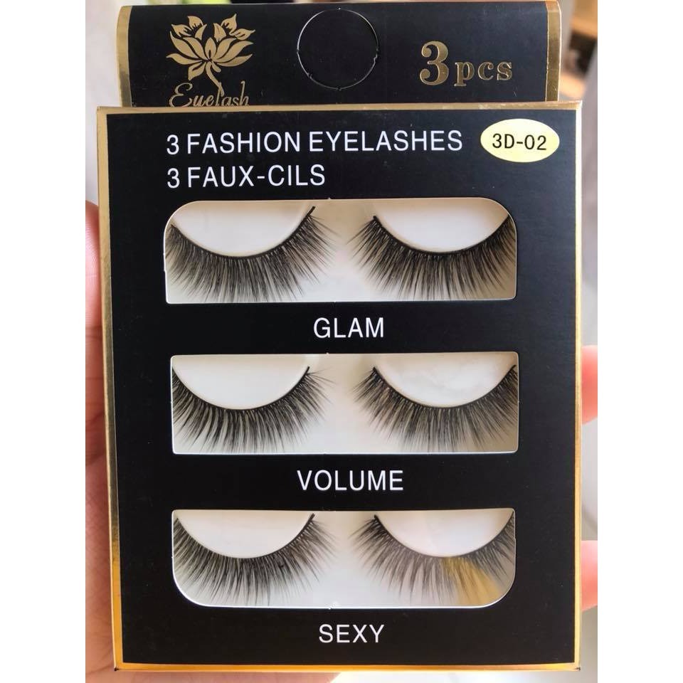 Lông mi chồn 3D 3PCS 3 Fashion Eyelashes 3 Faux-Cils