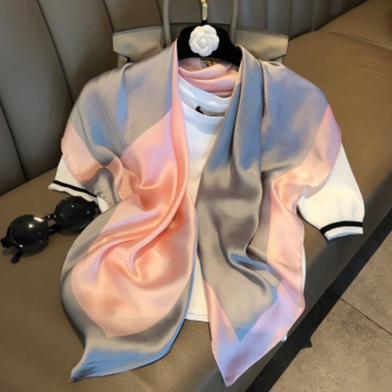 XIXI Khăn choàng cổ hình vuông 90x90cm bằng lụa satin in họa tiết thời trang sang trọng cho nữ