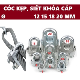 Cóc khóa dây cáp, cóc siết cáp Ø 12 15 18 20 mm
