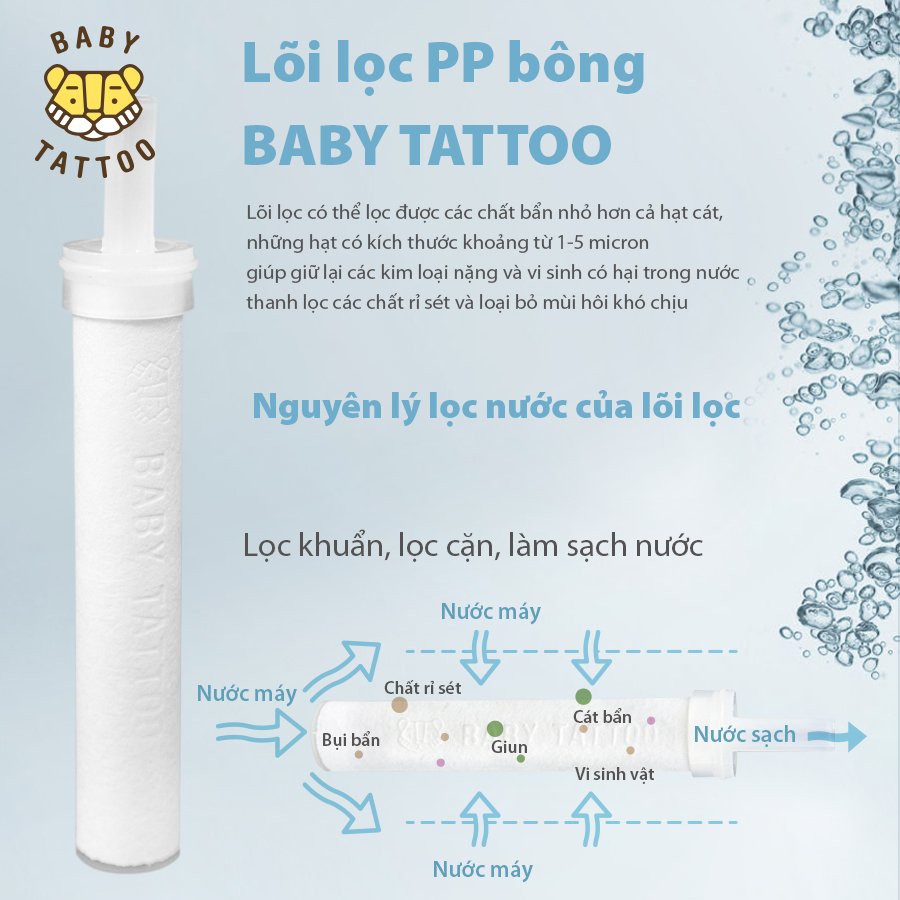 Bộ Vòi Sen Tắm Cao Cấp Khử Clo, Lọc Nước BABY TATTOO