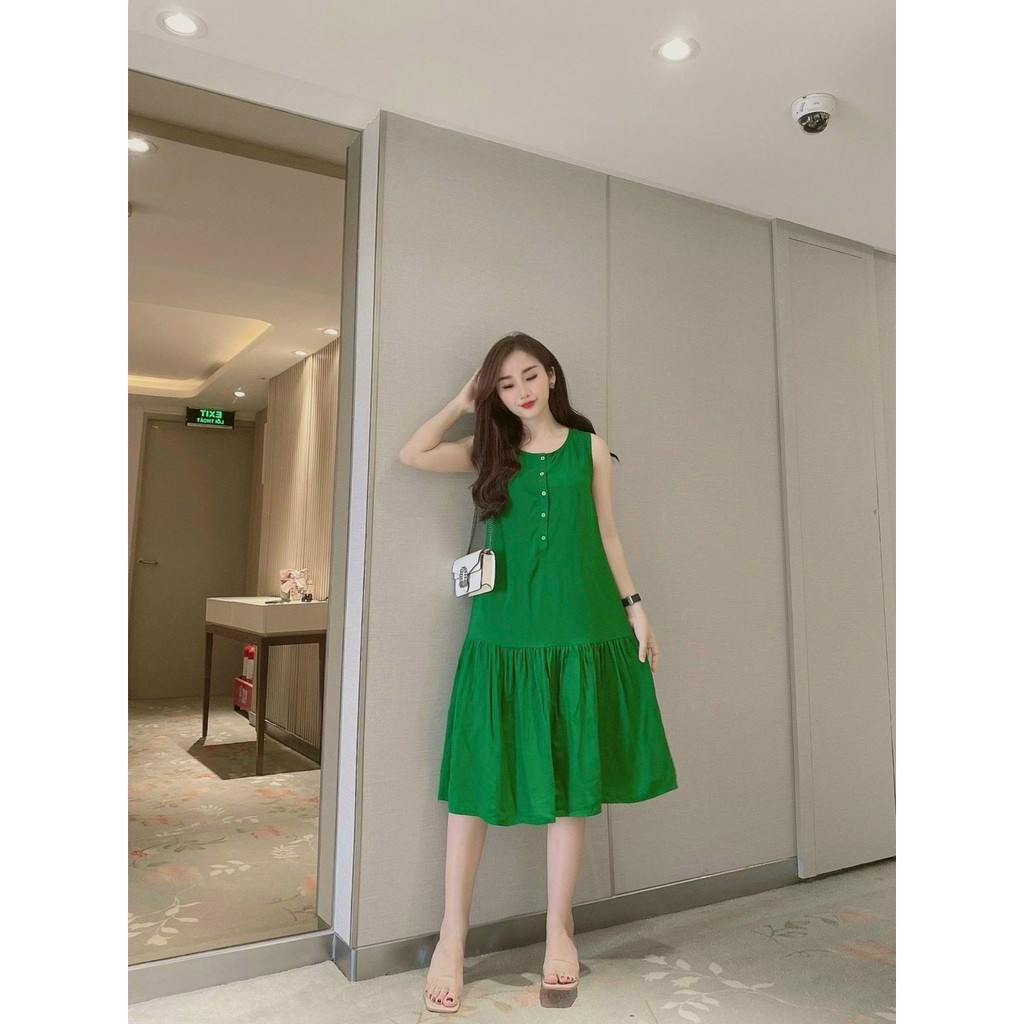 VÁY LANH TRƠN SÁT LÁCH-CỔ TRỤ DÁNG XUÔNG BẦU BÍ MẶC OK-MẶC MÙA HÈ CỰC MÁT-SIZE TỪ 40-65 KG