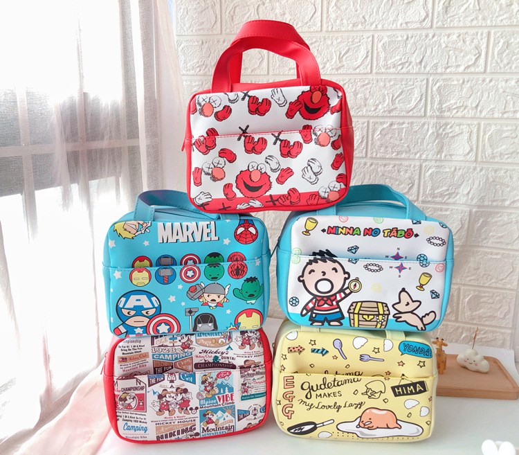 1 Túi giữ nhiệt đựng hộp cơm trưa bằng PU hình Doraemon Hello Kitty xinh xắn