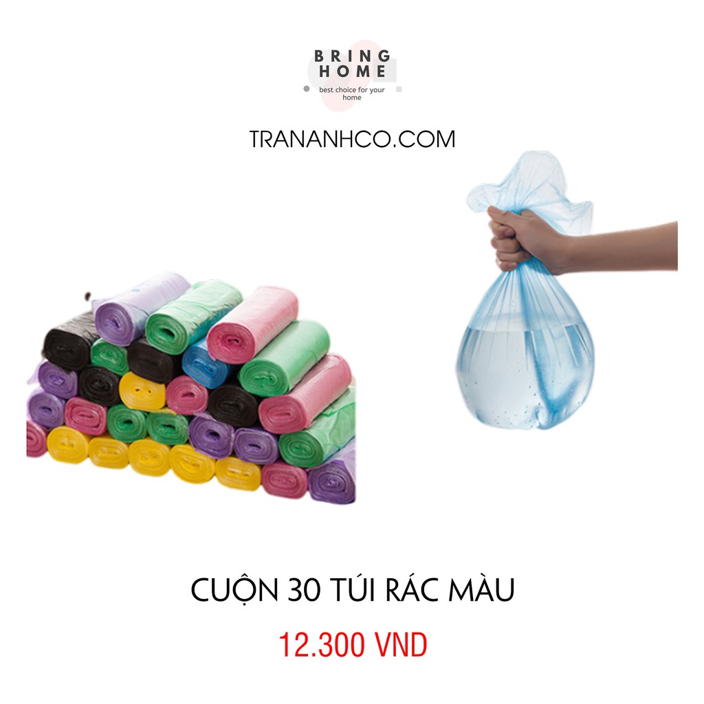 Cuộn 30 túi rác màu [Mua 5 cuộn tặng 1 túi đựng dây rút]