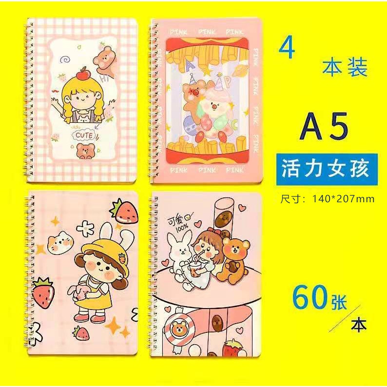 Sổ lò xo A5 120 trang hình Cô bé dễ thương 7.2*10cm