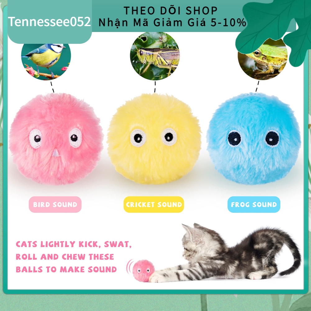 Hàng Sẵn Đồ Chơi Quả Bóng cho mèo với âm thanh động vật【Tennessee052】