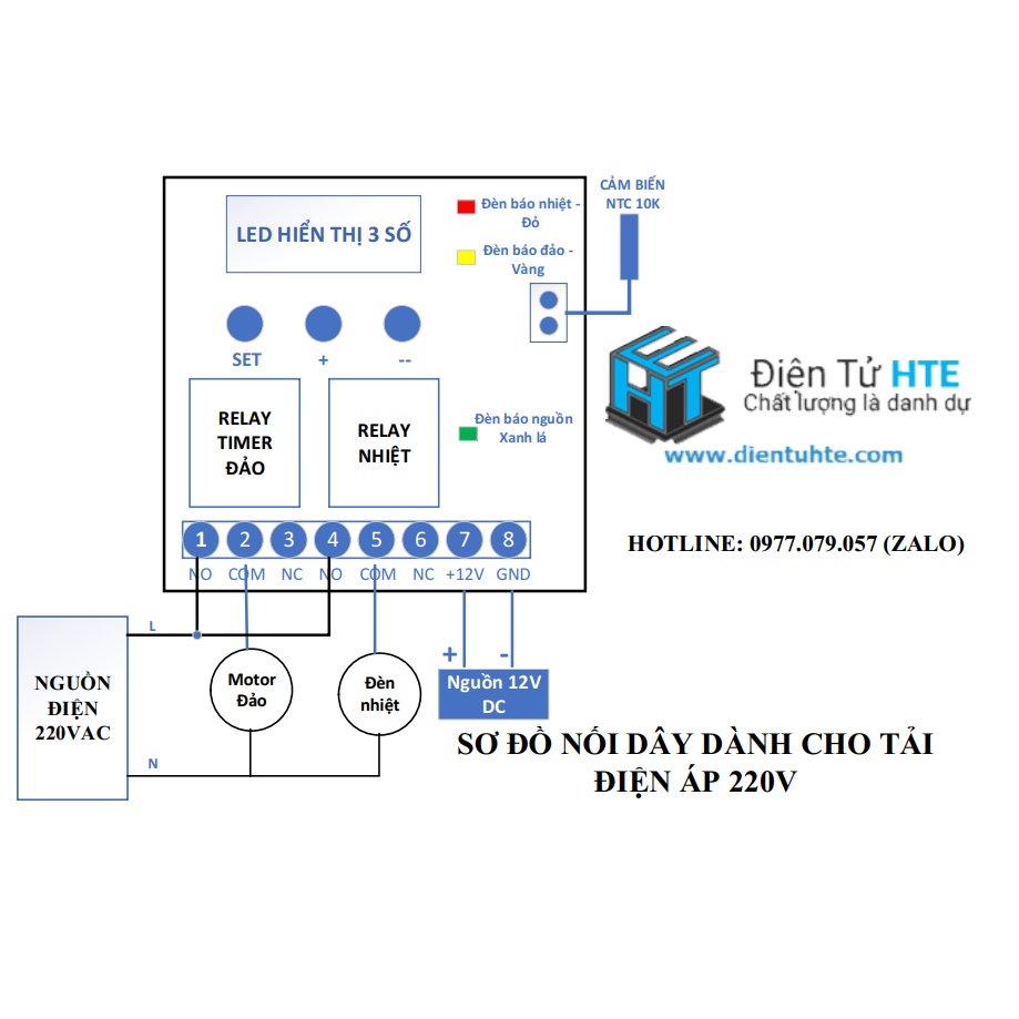 Mạch điều khiển nhiệt độ ấp trứng - đảo tự động hoàn toàn W1209ST