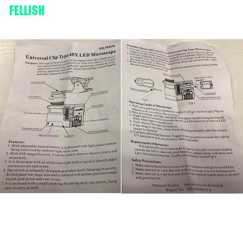 Ống Kính Hiển Vi Zoom 60x Kẹp Camera Điện Thoại Có Đèn Led Tiện Dụng