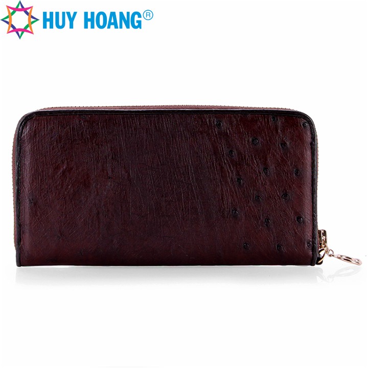 Ví nữ da đà điểu Huy Hoàng 2 khóa màu nâu đất LS3443
