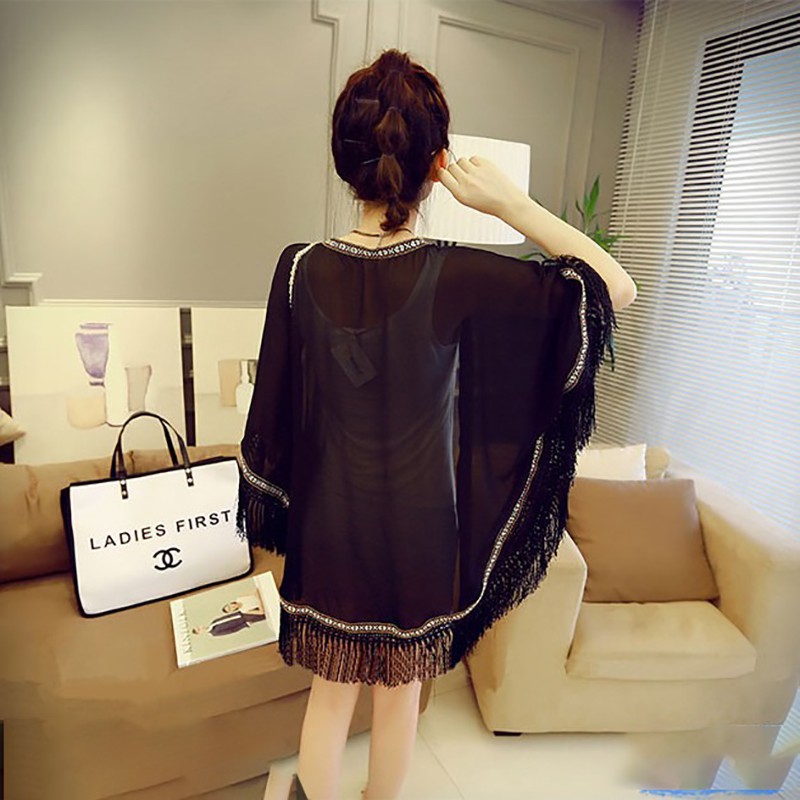 Kimono áo khoát choàng bikini tua rua cho nữ mặc đi biển du lịch sang chảnh AC005 | BigBuy360 - bigbuy360.vn
