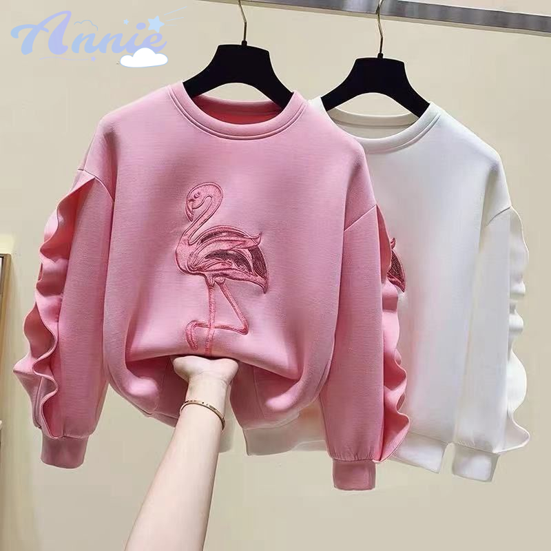 Áo sweater Dáng Rộng Thêu Hoa Thời Trang Thu Đông Cho Bé Gái