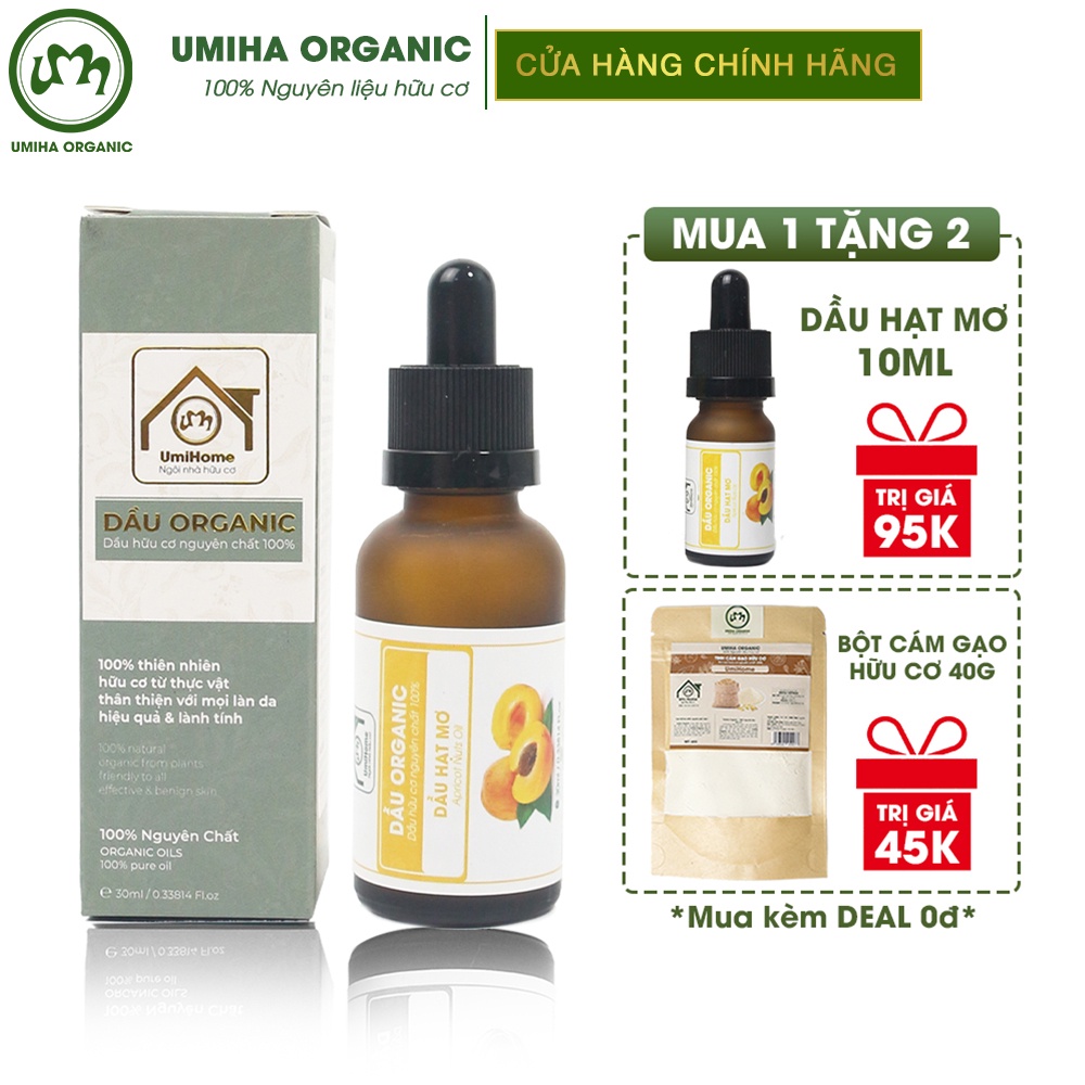 Dầu Hạt Mơ nguyên chất UMIHA hữu cơ | Apricot Kernel Oil 100% Organic 30ml