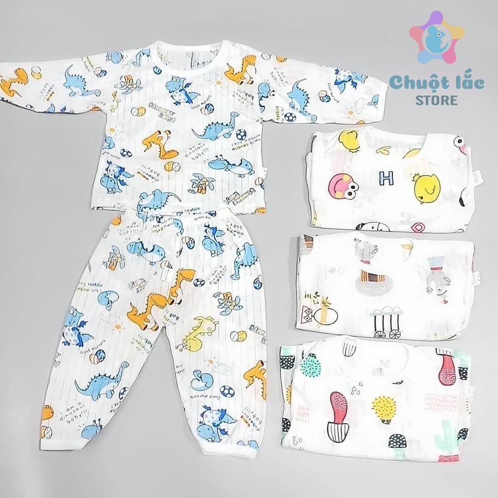 Combo 2 Bộ Quần Áo Trẻ Em Chuột Lắc Store Cotton Giấy Dài Tay Cho Bé Trai Và Gái Từ 4Kg Đến 14Kg Màu Ngẫu Nhiên