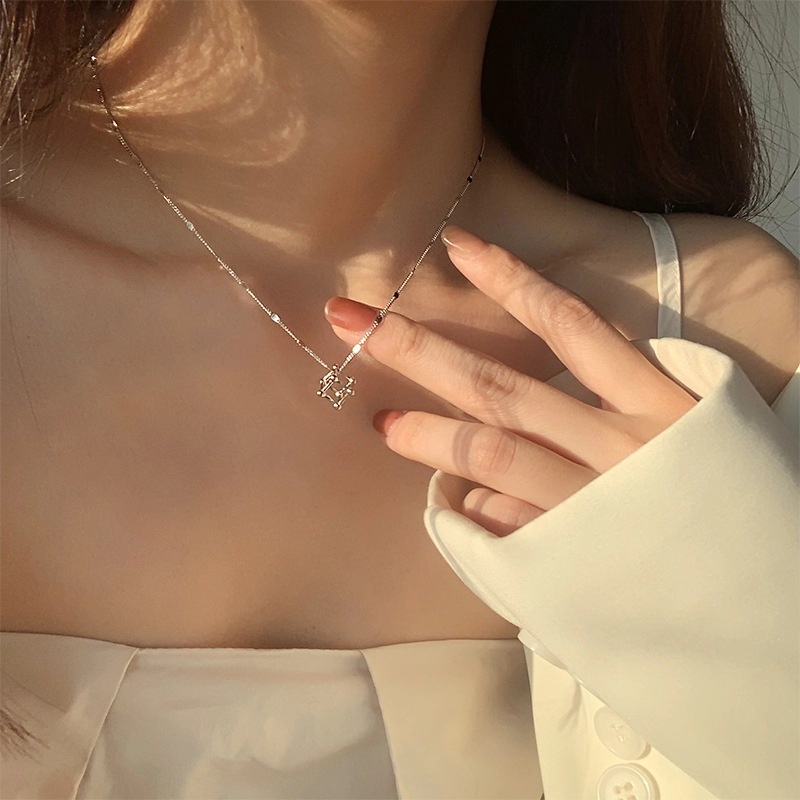 Ahellogirl Vòng cổ mặt hình khối lập phương cá tính thời trang cho nữ