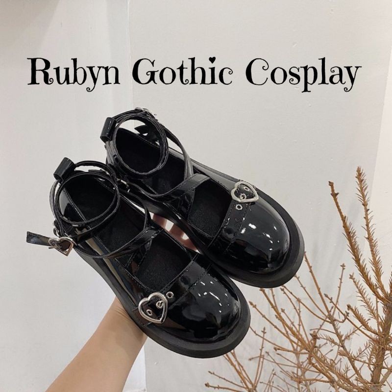 [CÓ SẴN]  Giày Búp Bê Lolita Retro Móc Trái Tim Độc Lạ Đế Cao 5cm ( Size 35 - 39 )