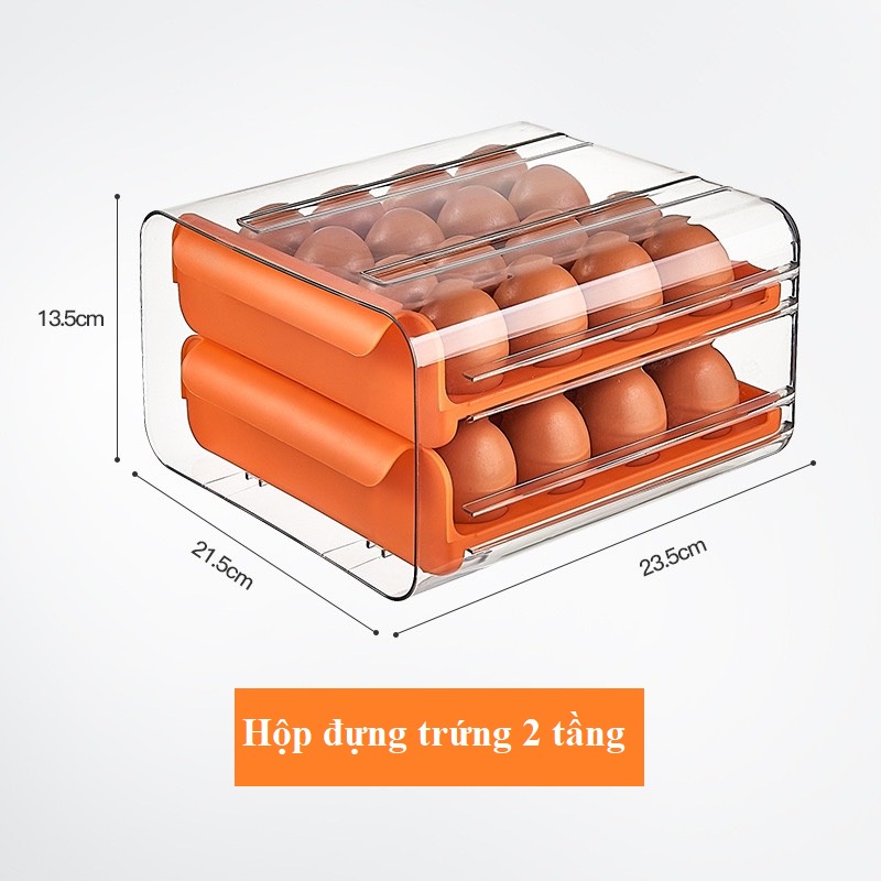 Hộp đựng trứng trong suốt,kín,2 ngăn tiện dụng