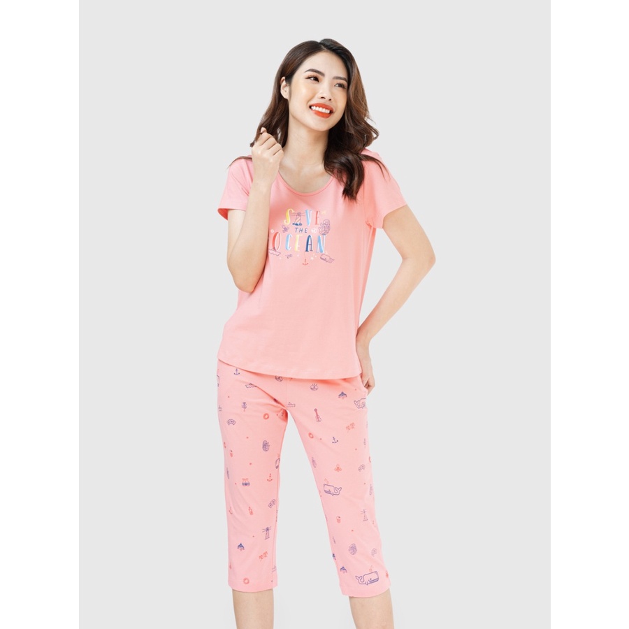 Bộ mặc nhà áo cộc tay quần lửng Cotton Winny 21288 Giá 465.000đ