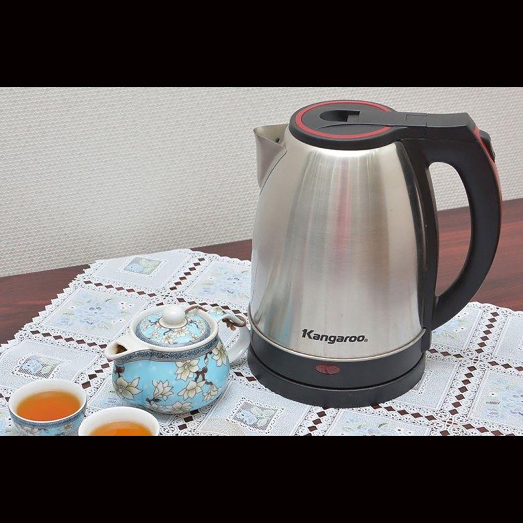 Ấm Siêu Tốc Kangaroo KG338 1,8 Lít 1500W Inox Siêu Bền-Sôi nhanh-Hàng Chính Hãng-Bảo Hành Chính Hãng Toàn Quốc 12 Tháng