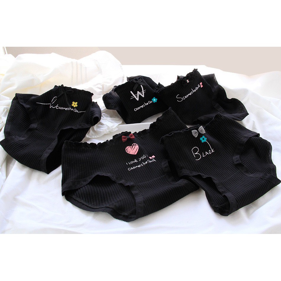 Quần Lót Nữ Cotton Kháng Khuẩn Cao Cấp Màu Đen Dễ Thương S80