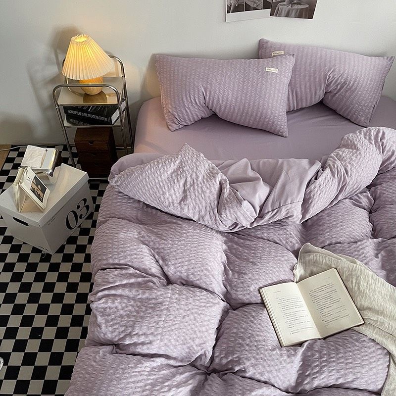 Bộ chăn ga gối cotton đũi. Sọc basic full 6 màu. chất vải cực mềm mịn