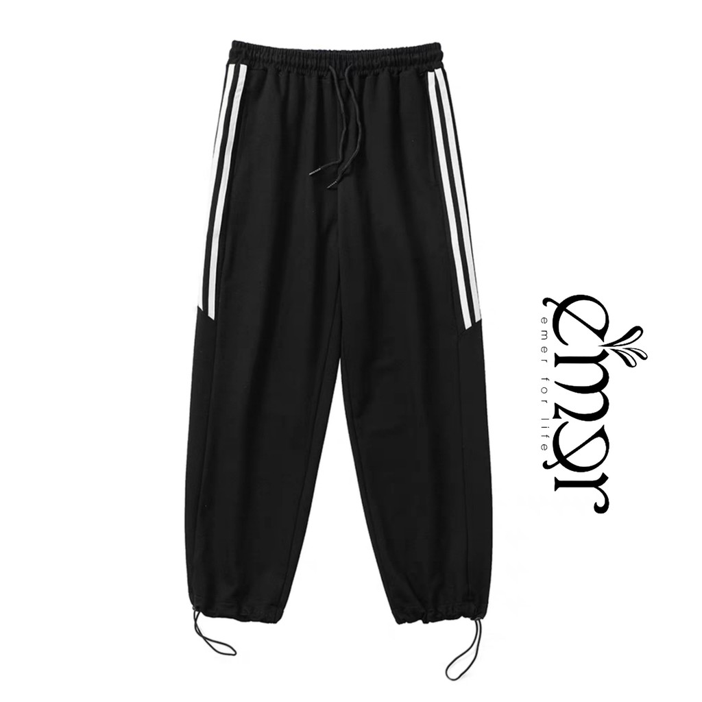 Quần Jogger Nam Nữ Thể Thao 3 Sọc 2in1 Chất Nỉ Da Cá Cao Cấp Form Quần Suông Bo Gấu E'mer Mẫu Mới Nhất