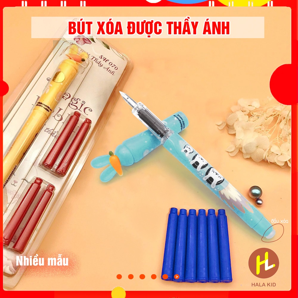 Bút máy XÓA ĐƯỢC luyện viết chữ đẹp TA CAROT kèm 4 ống mực cho bé