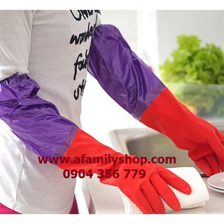 Găng tay cao su dài lót nỉ dùng cho mùa đông