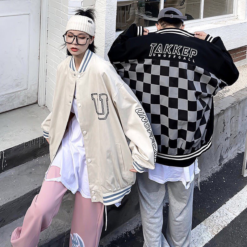 [HOT TREND] Áo Khoác Unisex Bomber Caro  TAKEEP - Áo Bóng Chày Dáng Rộng G0102