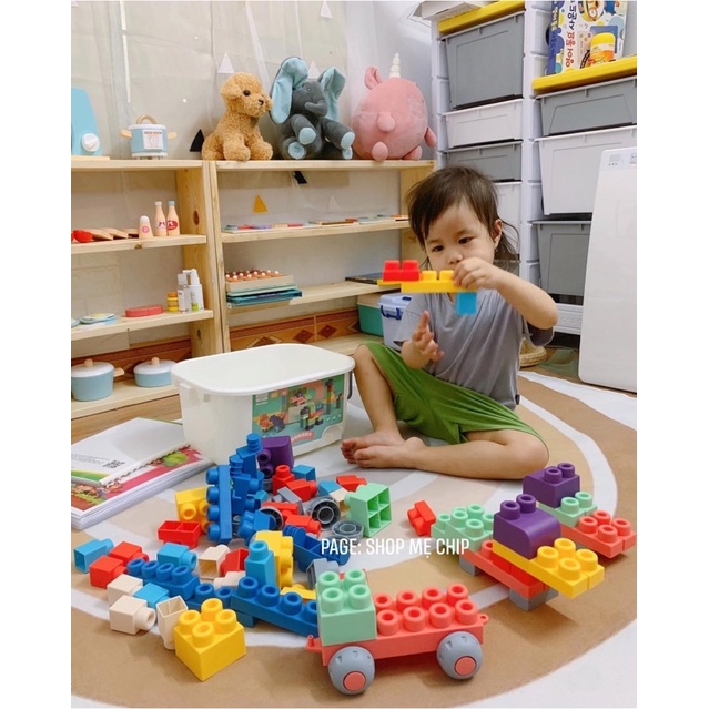 BỘ LEGO NHỰA DẺO 80 CHI TIẾT TO CHO BÉ